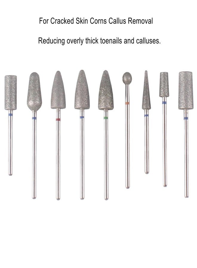 MZCMSL 9pcs Pedicure Cone Barrel Ball Drill Bits for Cracked Skin Callus Removal, 3/32 Shank Pro Diamond Foot Cuticle Bit - Image 2